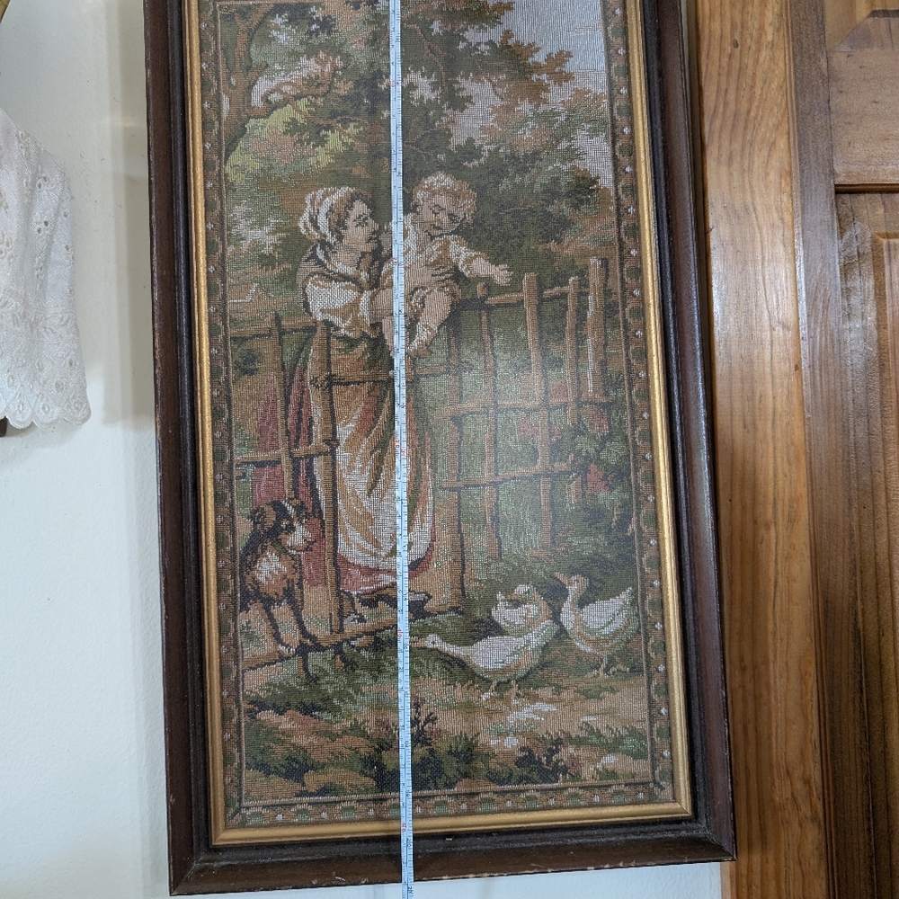 Beautifully Framed Tapestry French Or Victorian Style Antique Vintage Farmhouse - Picture 13 of 17